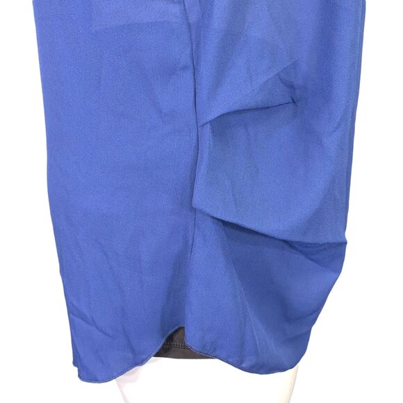 Persaya Womens Blouse Top Shirt Sheer Short Sleeved Pullover Ruched Navy Blue 1X - Picture 4 of 9